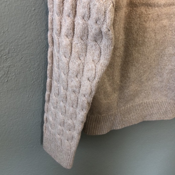 Hem & Thread Beige Cable Knit Quarter Zip Collared Sweater Medium - Picture 9 of 9